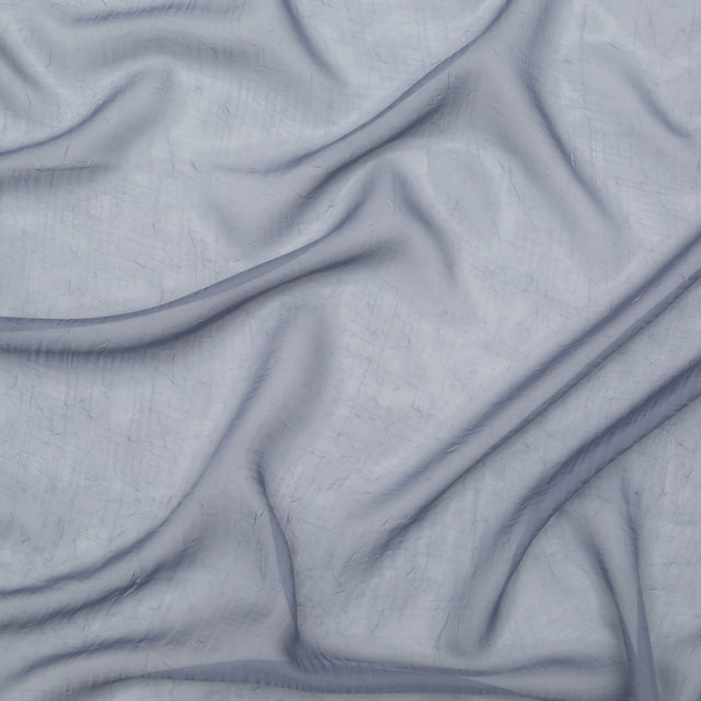 Wrinkled Drapery Sheer Fabric - Denim - British Imported