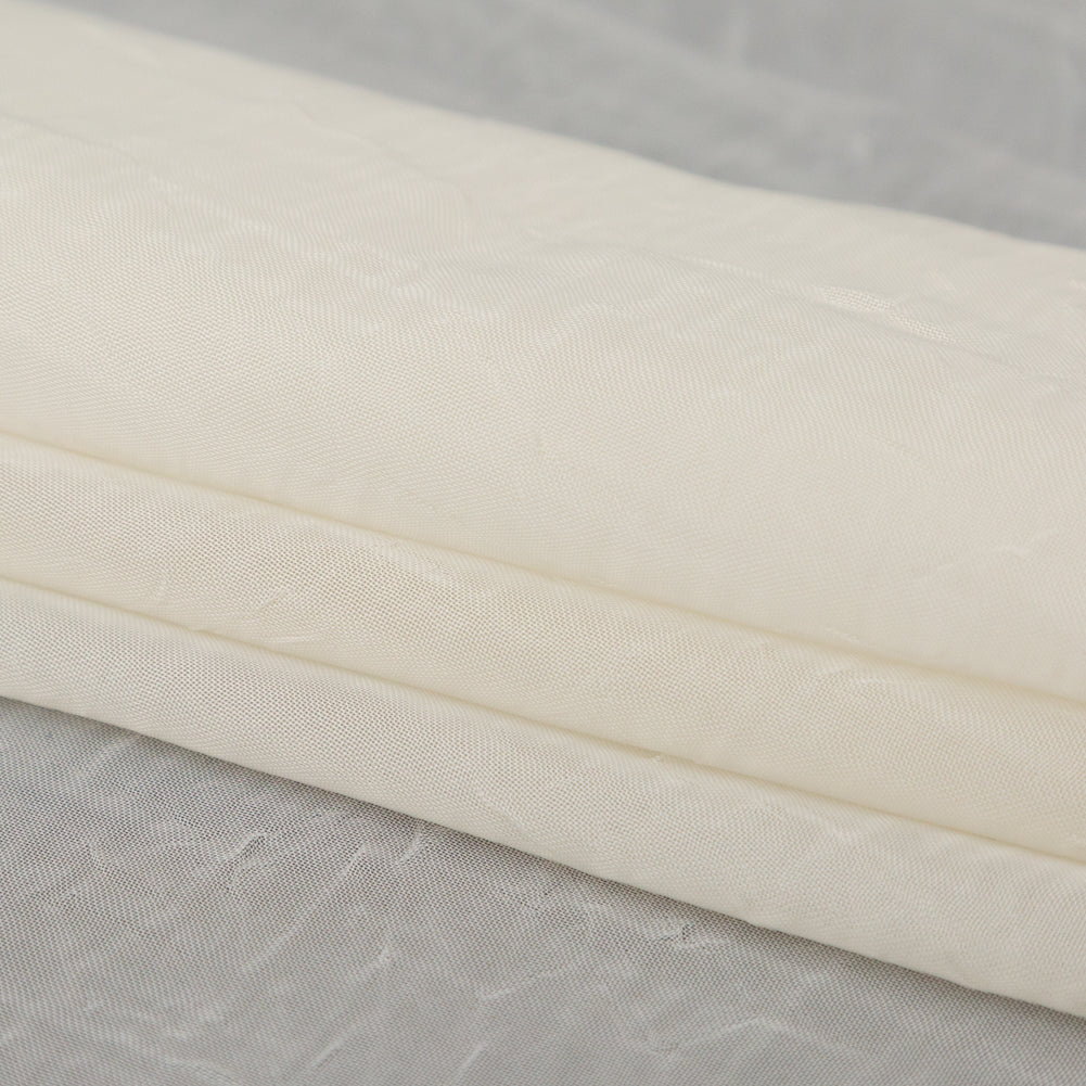 Wrinkled Drapery Sheer Fabric - Oyster - British Imported Folded