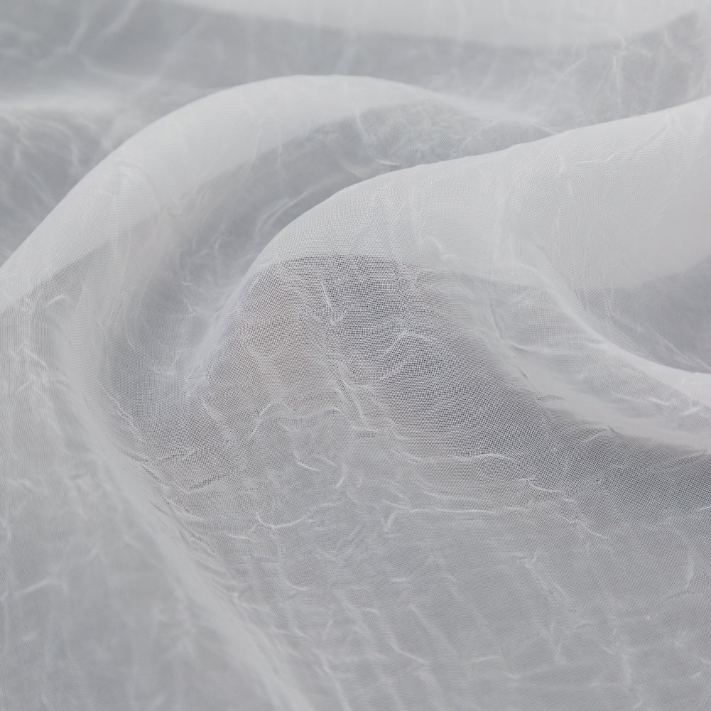 Wrinkled Drapery Sheer Fabric - Snow - British Imported Detail