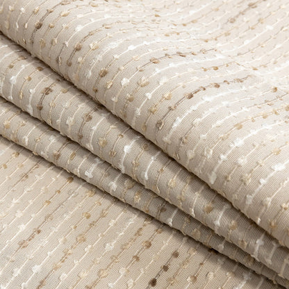Drapery Faille with Raised Woven Stripes - Oyster British Imported Folded