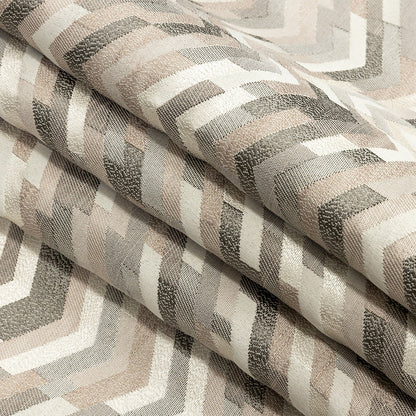Polyester Jacquard - Blush Tactile Zig Zags - British Imported Folded