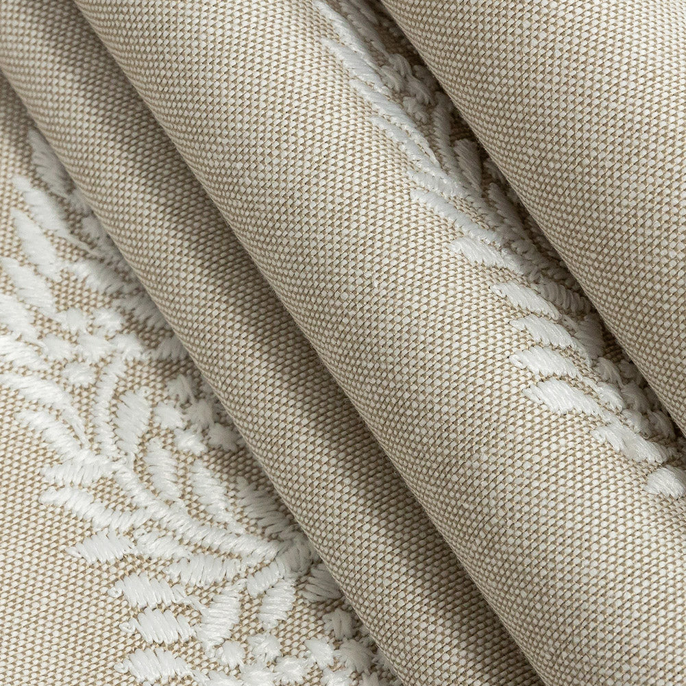 Embroidered Drapery Woven - Linen Foliage - British Imported Folded
