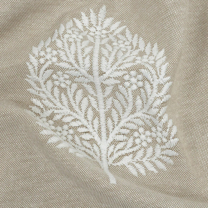 Embroidered Drapery Woven - Linen Foliage - British Imported Detail