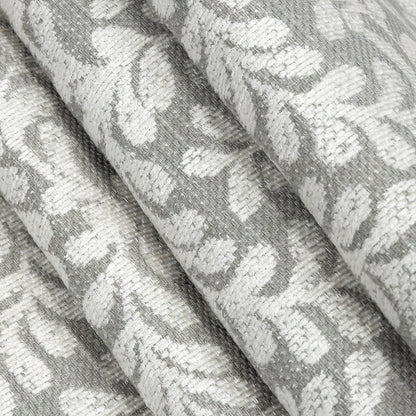 Chenille Jacquard - Mist Leafy Willow - British Imported Folded