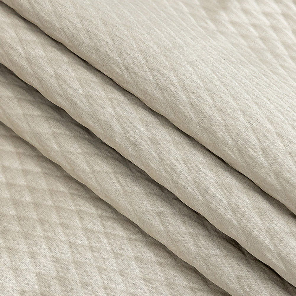 Drapery Jacquard - Taupe Diamond Quilted - British Imported Folded