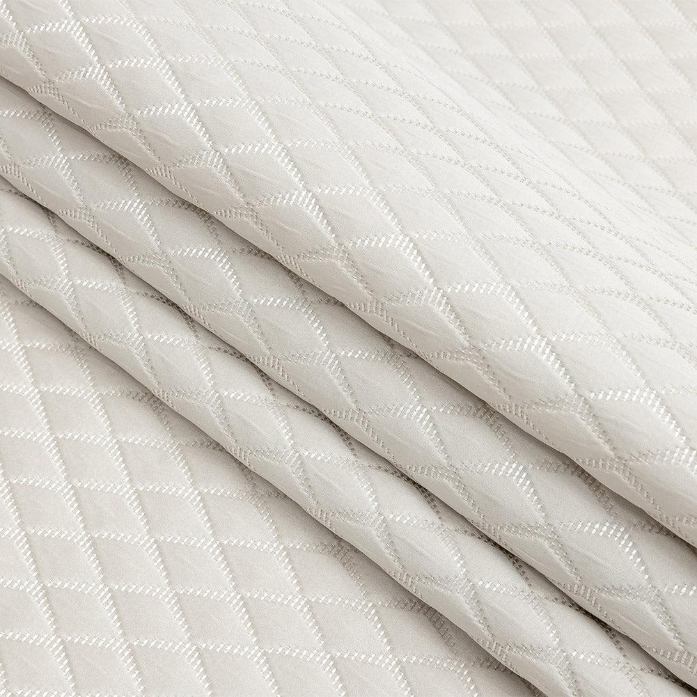 Satin-Faced Jacquard - Taupe Shadow Diamonds - British Imported Folded