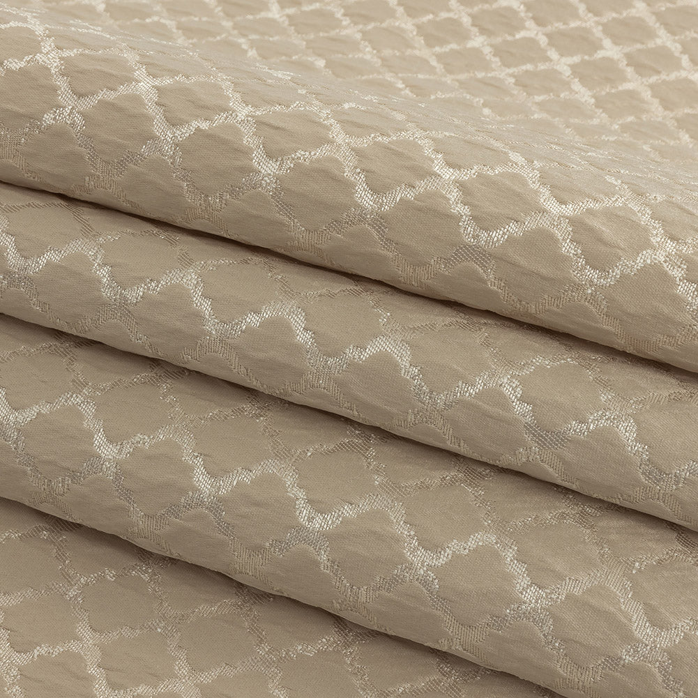 Drapery Jacquard - Champagne Moroccan Quatrefoil - British Imported Folded