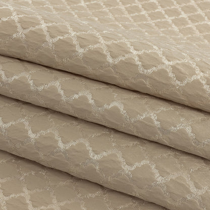 Drapery Jacquard - Champagne Moroccan Quatrefoil - British Imported Folded
