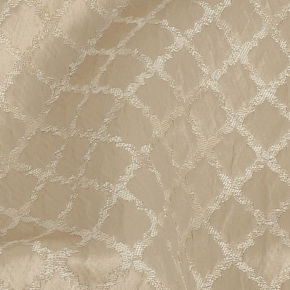 Drapery Jacquard - Champagne Moroccan Quatrefoil - British Imported Detail