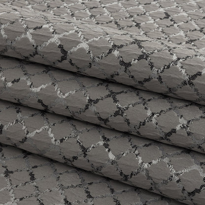 Drapery Jacquard - Graphite Moroccan Quatrefoil - British Imported Folded