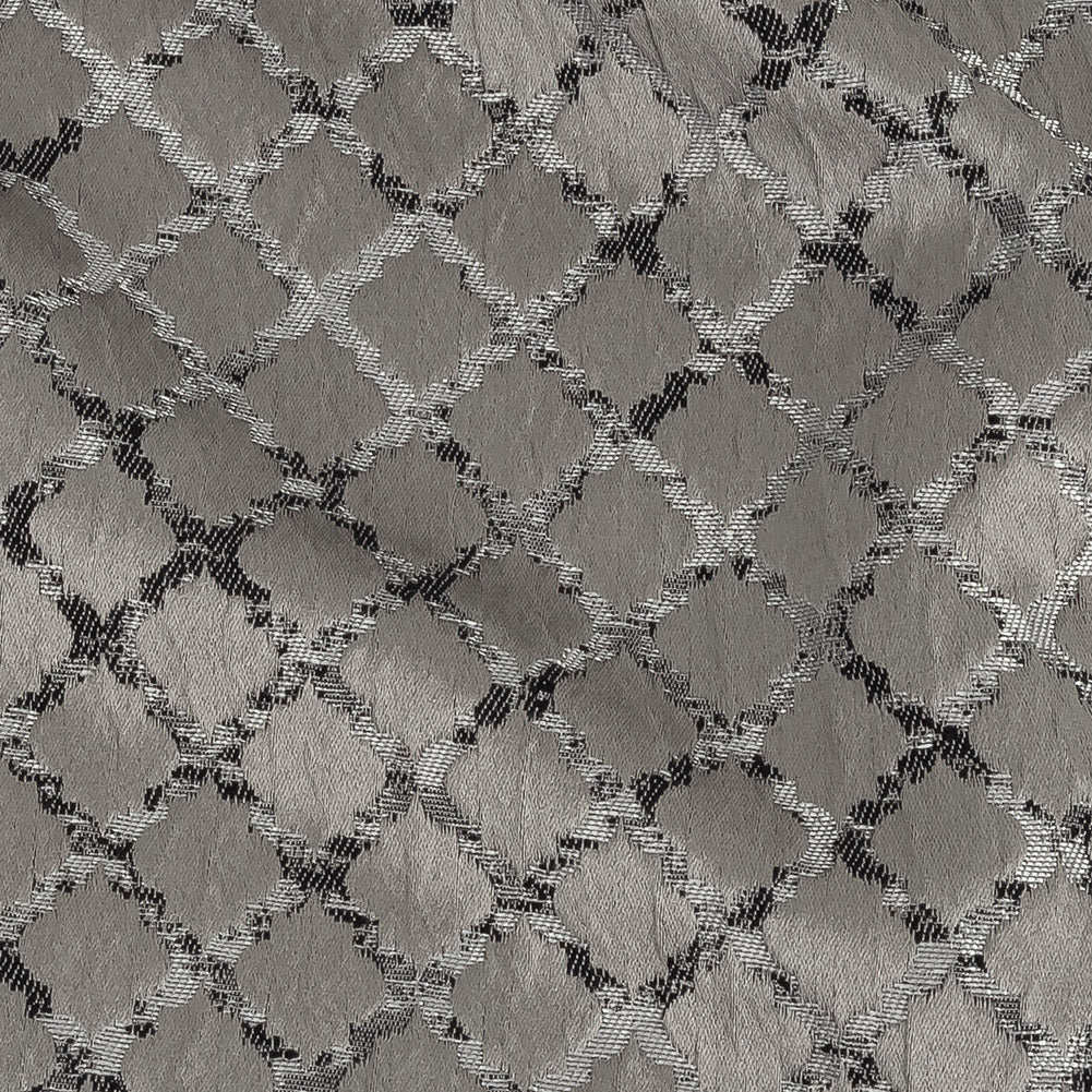 Drapery Jacquard - Graphite Moroccan Quatrefoil - British Imported Detail