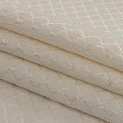 Drapery Jacquard - Ivory Moroccan Quatrefoil - British Imported Folded