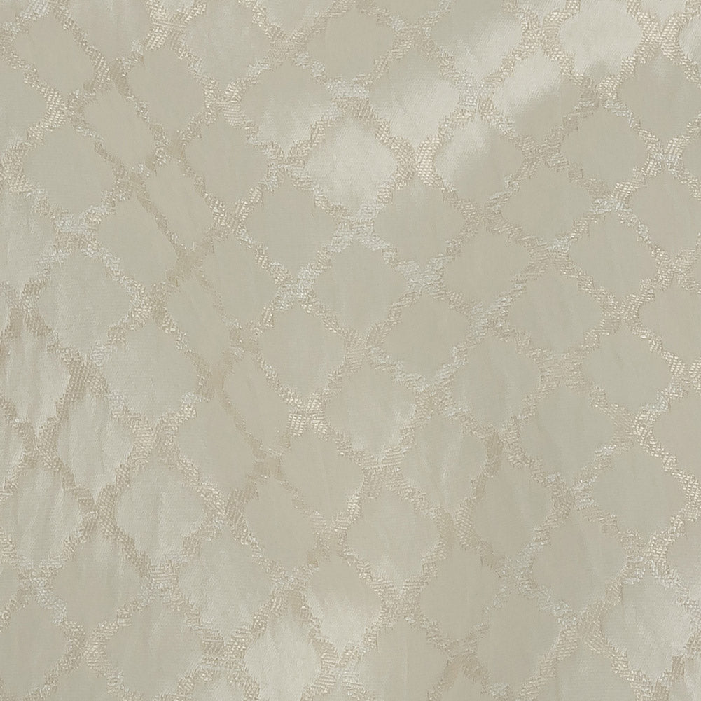 Drapery Jacquard - Ivory Moroccan Quatrefoil - British Imported Detail