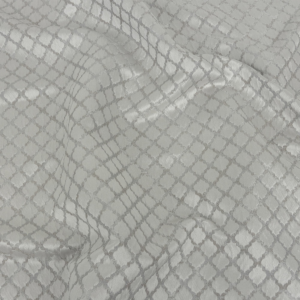 Drapery Jacquard - Platinum Moroccan Quatrefoil - British Imported
