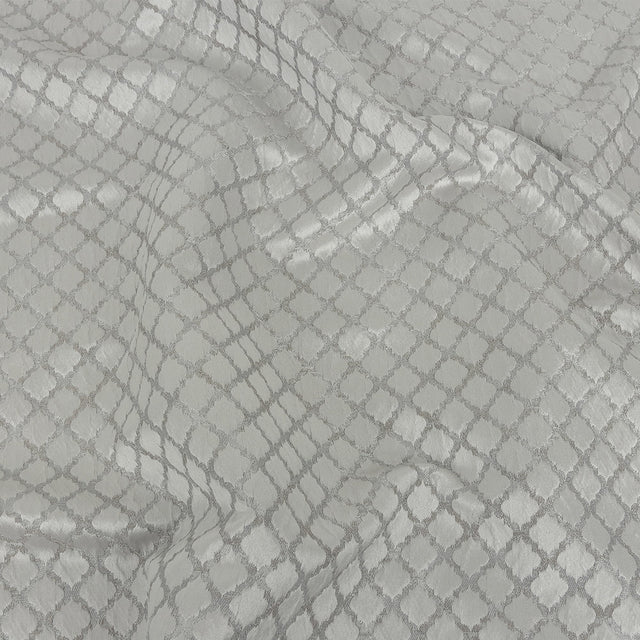 Drapery Jacquard - Platinum Moroccan Quatrefoil - British Imported