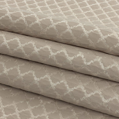 Drapery Jacquard - Taupe Moroccan Quatrefoil - British Imported Folded
