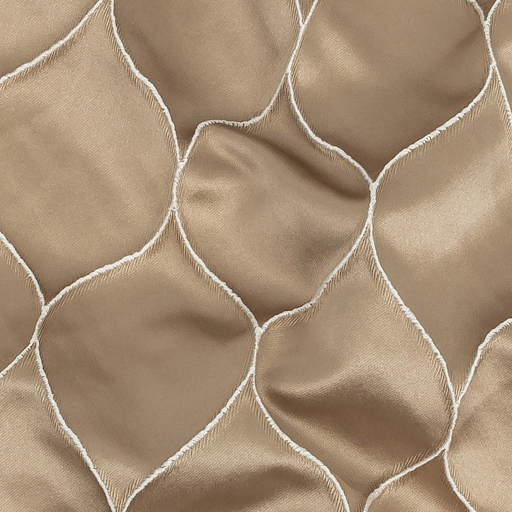 Satin-Faced Drapery Jacquard - Champagne Ogees - British Imported Detail
