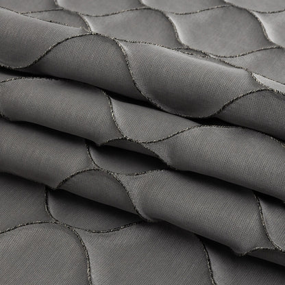 Satin-Faced Drapery Jacquard - Graphite Ogees - British Imported Folded