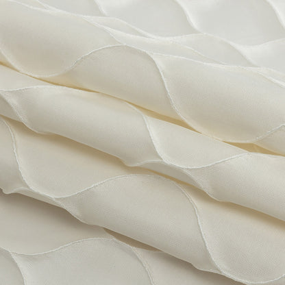 Satin-Faced Drapery Jacquard - Ivory Ogees - British Imported Folded