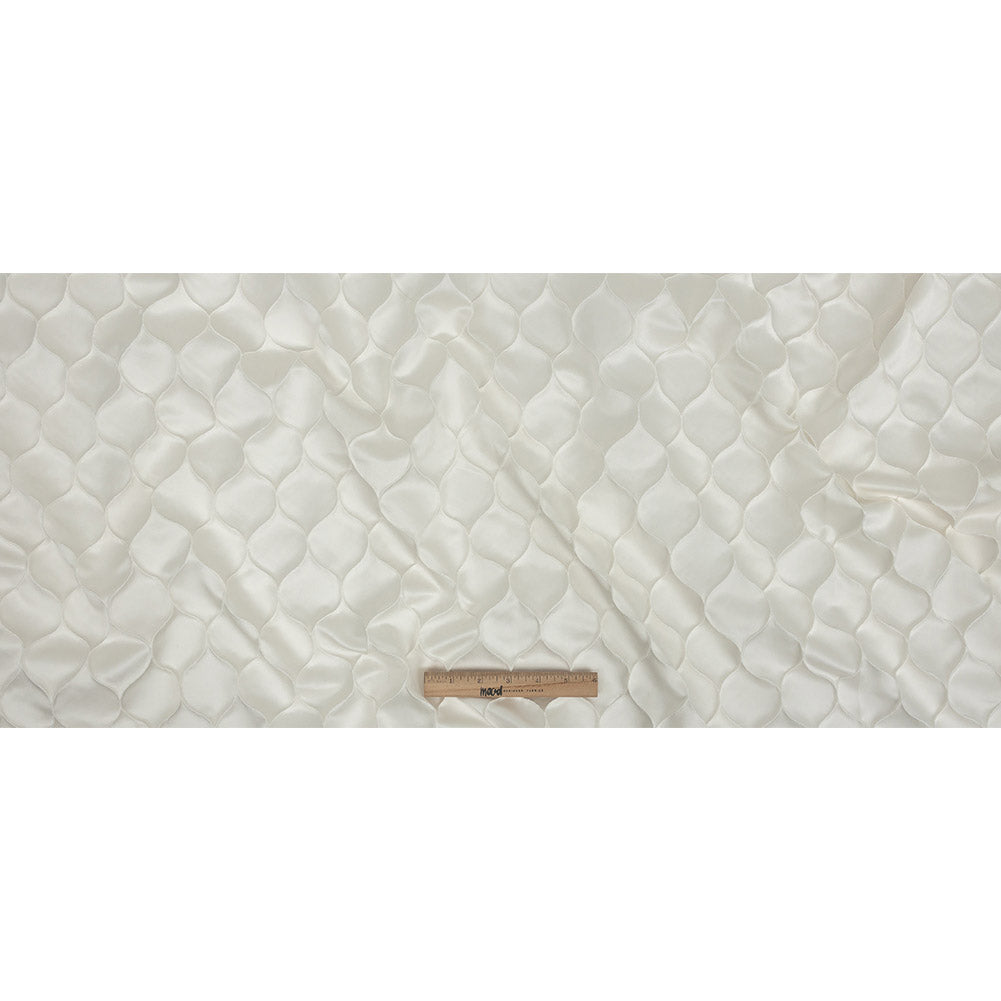 Satin-Faced Drapery Jacquard - Ivory Ogees - British Imported Full