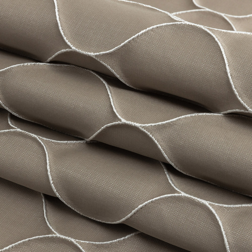 Satin-Faced Drapery Jacquard - Taupe Ogees - British Imported Folded