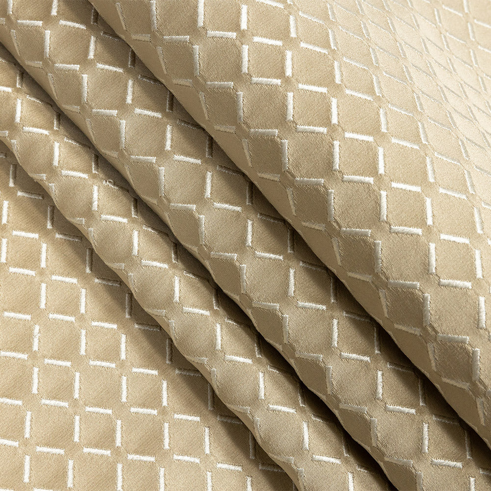 Satin-Faced Jacquard - Gold Broken Diamonds - British Imported Folded