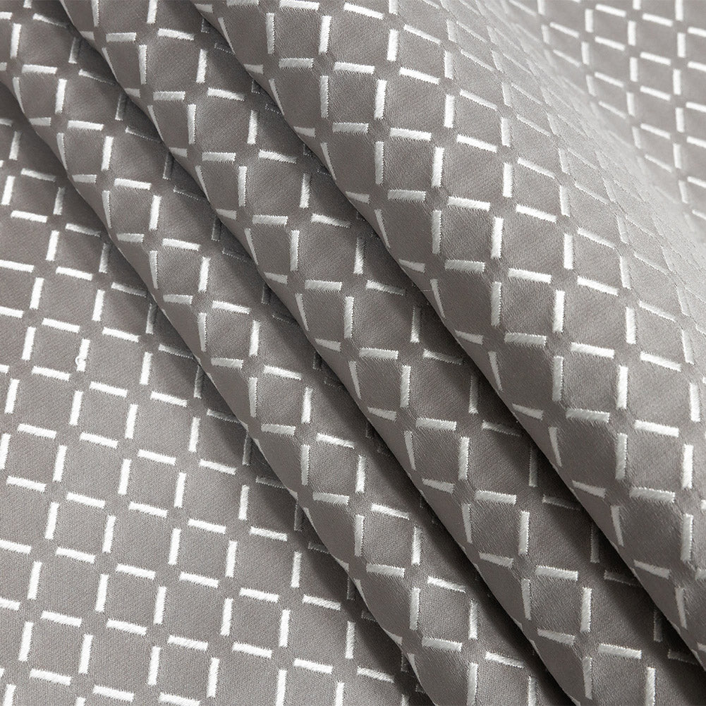 Satin-Faced Jacquard - Graphite Broken Diamonds - British Imported Folded