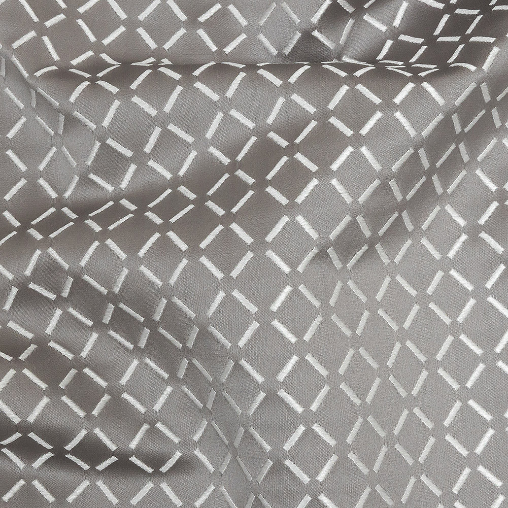 Satin-Faced Jacquard - Graphite Broken Diamonds - British Imported Detail