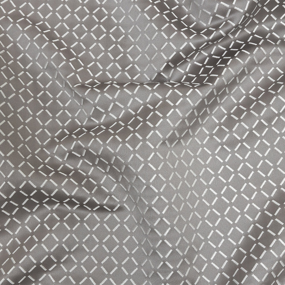 Satin-Faced Jacquard - Graphite Broken Diamonds - British Imported