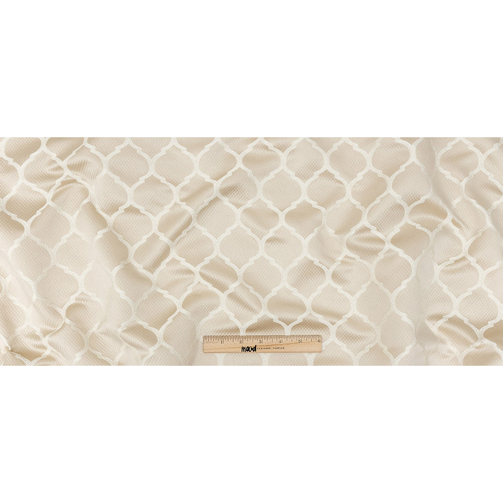Satin-Faced Jacquard - Champagne Moroccan Quatrefoil - British Imported Full