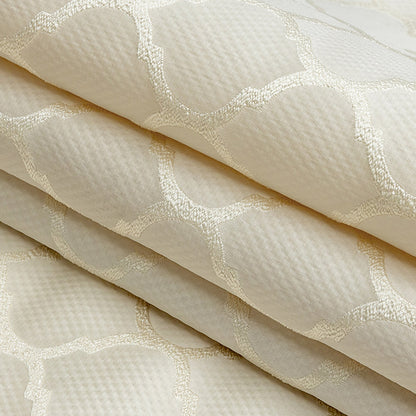 Satin-Faced Jacquard - Ivory Moroccan Quatrefoil - British Imported Folded