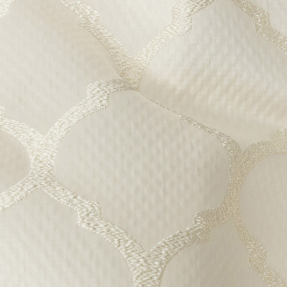 Satin-Faced Jacquard - Ivory Moroccan Quatrefoil - British Imported Detail