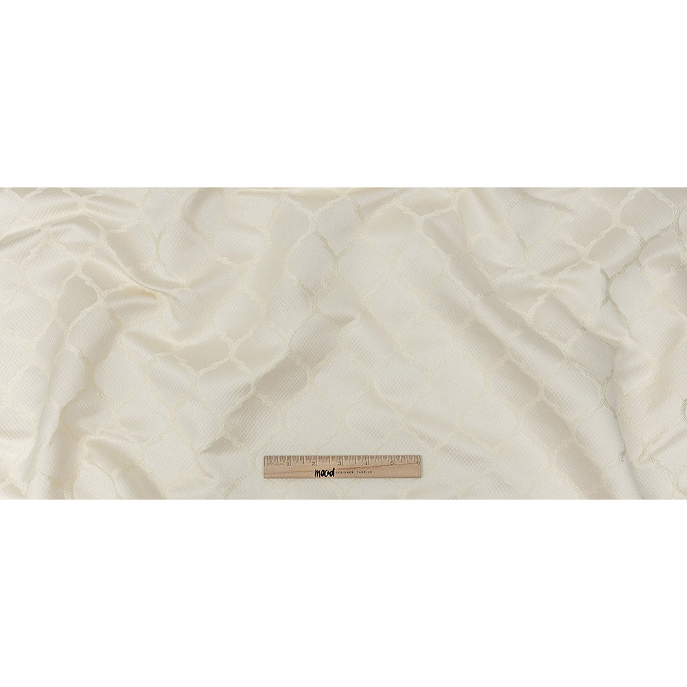 Satin-Faced Jacquard - Ivory Moroccan Quatrefoil - British Imported Full