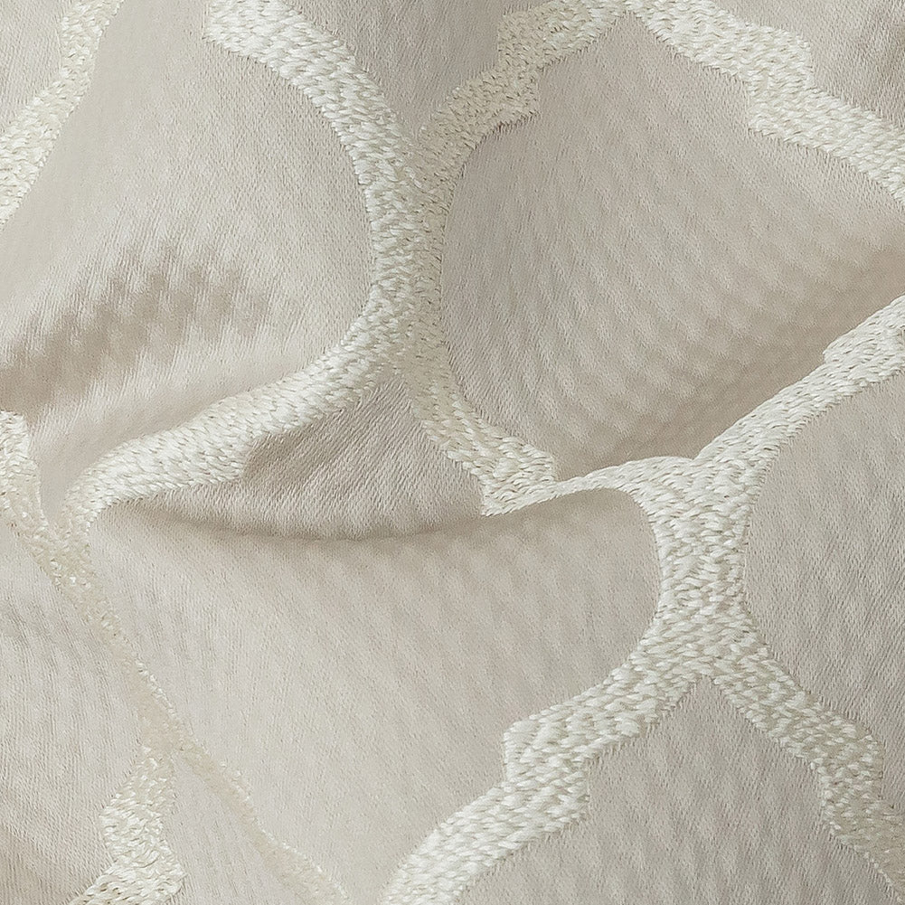 Satin-Faced Jacquard - Oyster Moroccan Quatrefoil - British Imported Detail