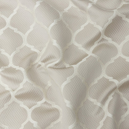 Satin-Faced Jacquard - Oyster Moroccan Quatrefoil - British Imported