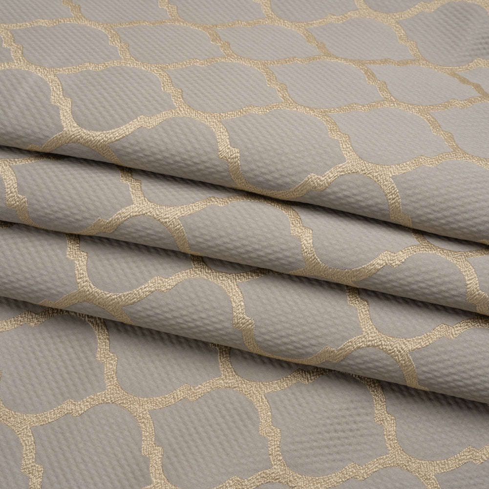 Satin-Faced Jacquard - Pewter Moroccan Quatrefoil - British Imported Folded