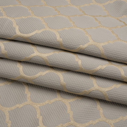 Satin-Faced Jacquard - Pewter Moroccan Quatrefoil - British Imported Folded