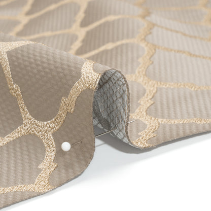 Satin-Faced Jacquard - Pewter Moroccan Quatrefoil - British Imported Detail