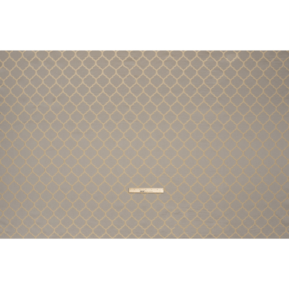 Satin-Faced Jacquard - Pewter Moroccan Quatrefoil - British Imported Full