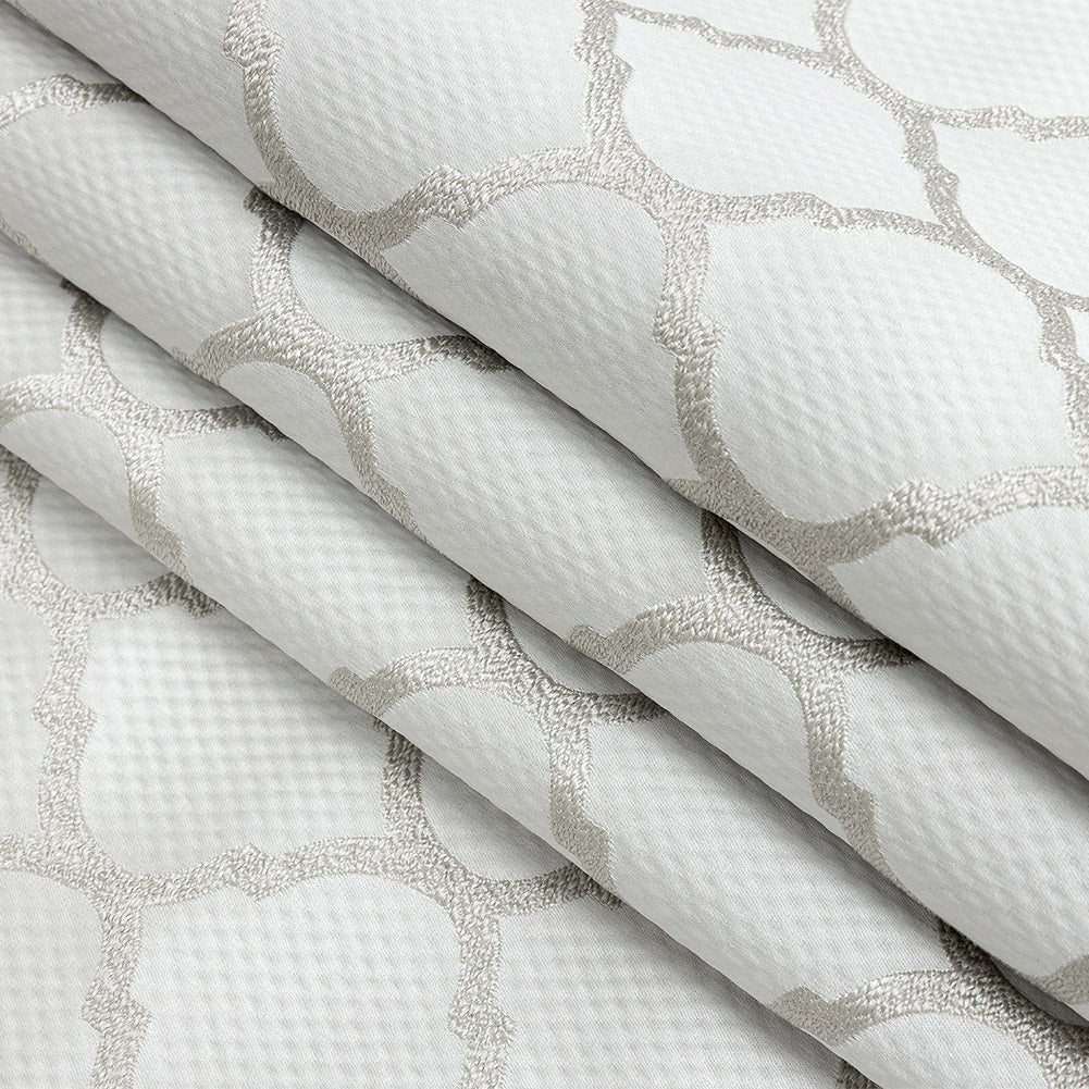 Satin-Faced Jacquard - Platinum Moroccan Quatrefoil - British Imported Folded