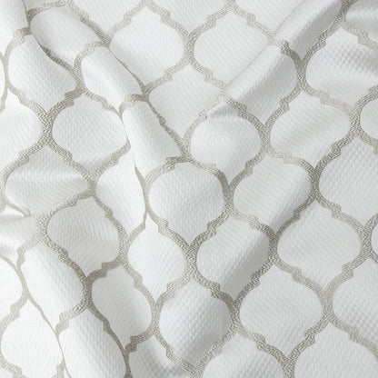Satin-Faced Jacquard - Platinum Moroccan Quatrefoil - British Imported