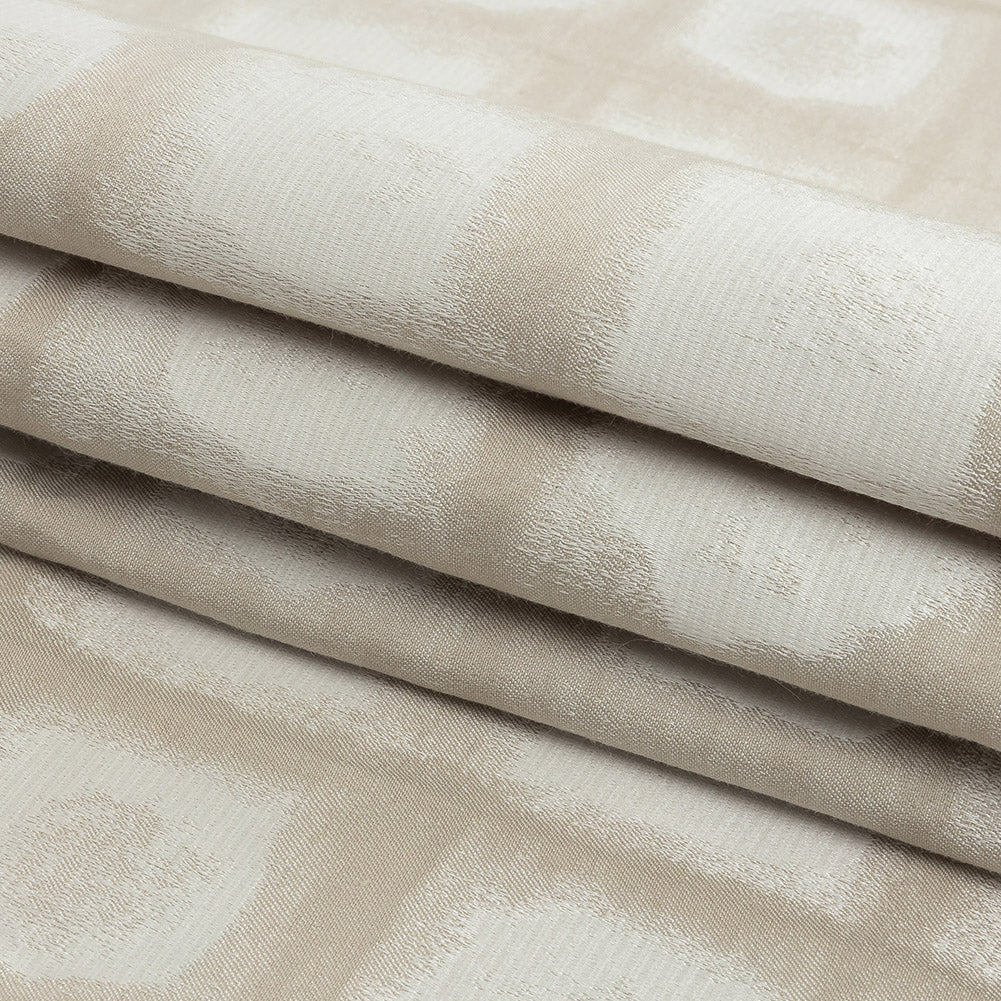 Drapery Jacquard - Oyster Painterly Squares - British Imported Folded