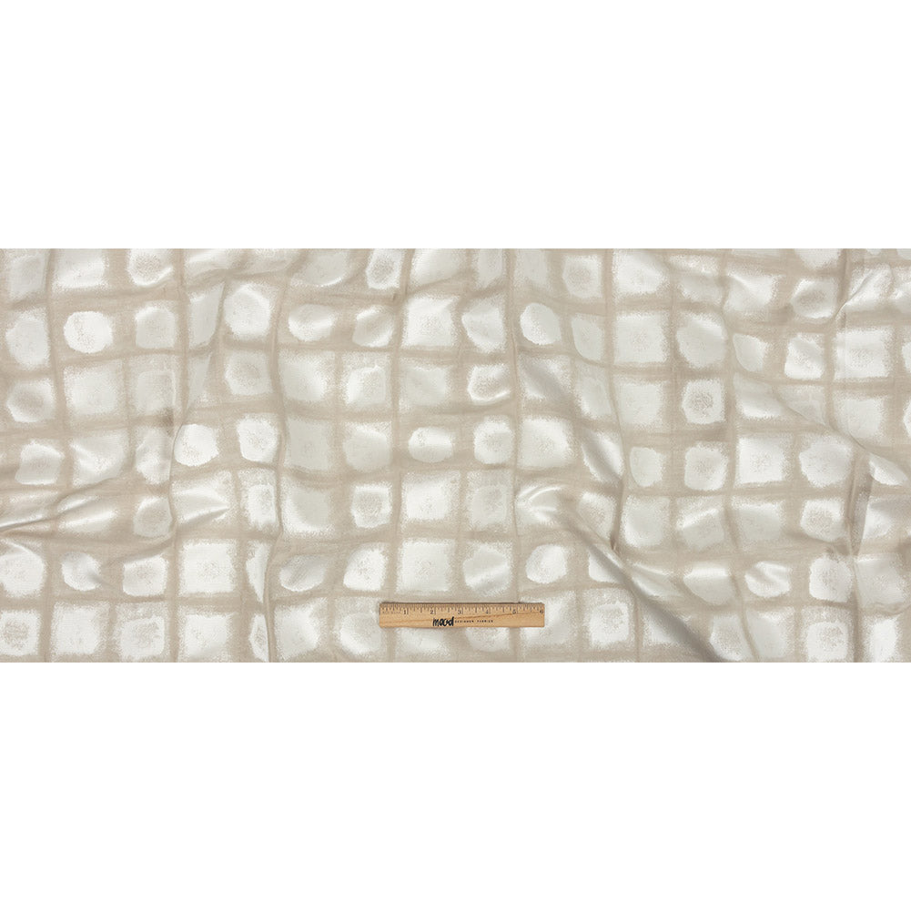 Drapery Jacquard - Oyster Painterly Squares - British Imported Full