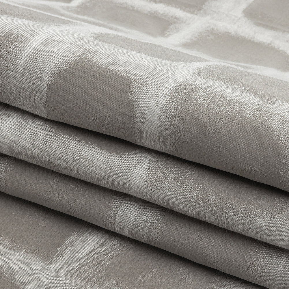 Drapery Jacquard - Pewter Painterly Squares - British Imported Folded