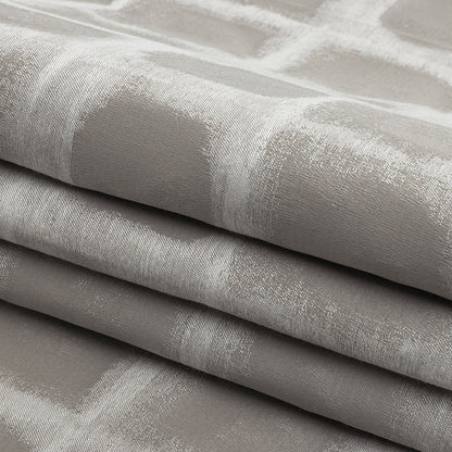 Drapery Jacquard - Pewter Painterly Squares - British Imported Folded