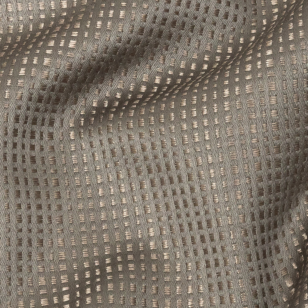 Satin-Faced Jacquard - Mole Little Squares - British Imported Detail