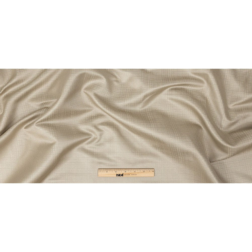 Satin-Faced Jacquard - Taupe Little Squares - British Imported Full