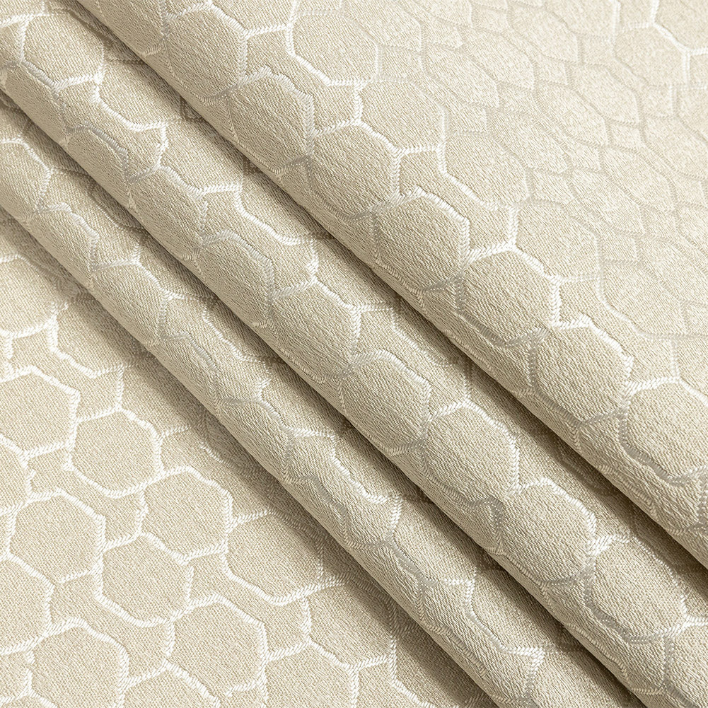 Polyester Jacquard - Champagne Honeycombs - British Imported Folded