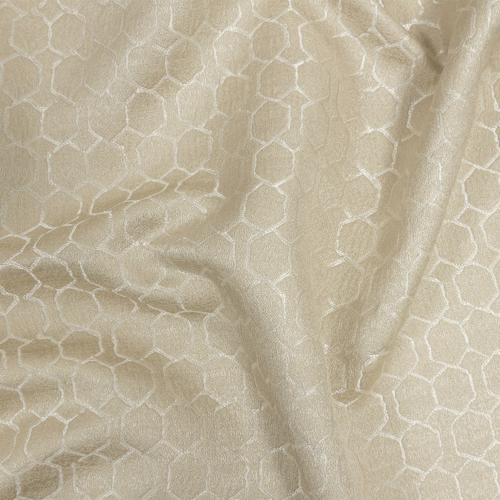 Polyester Jacquard - Champagne Honeycombs - British Imported