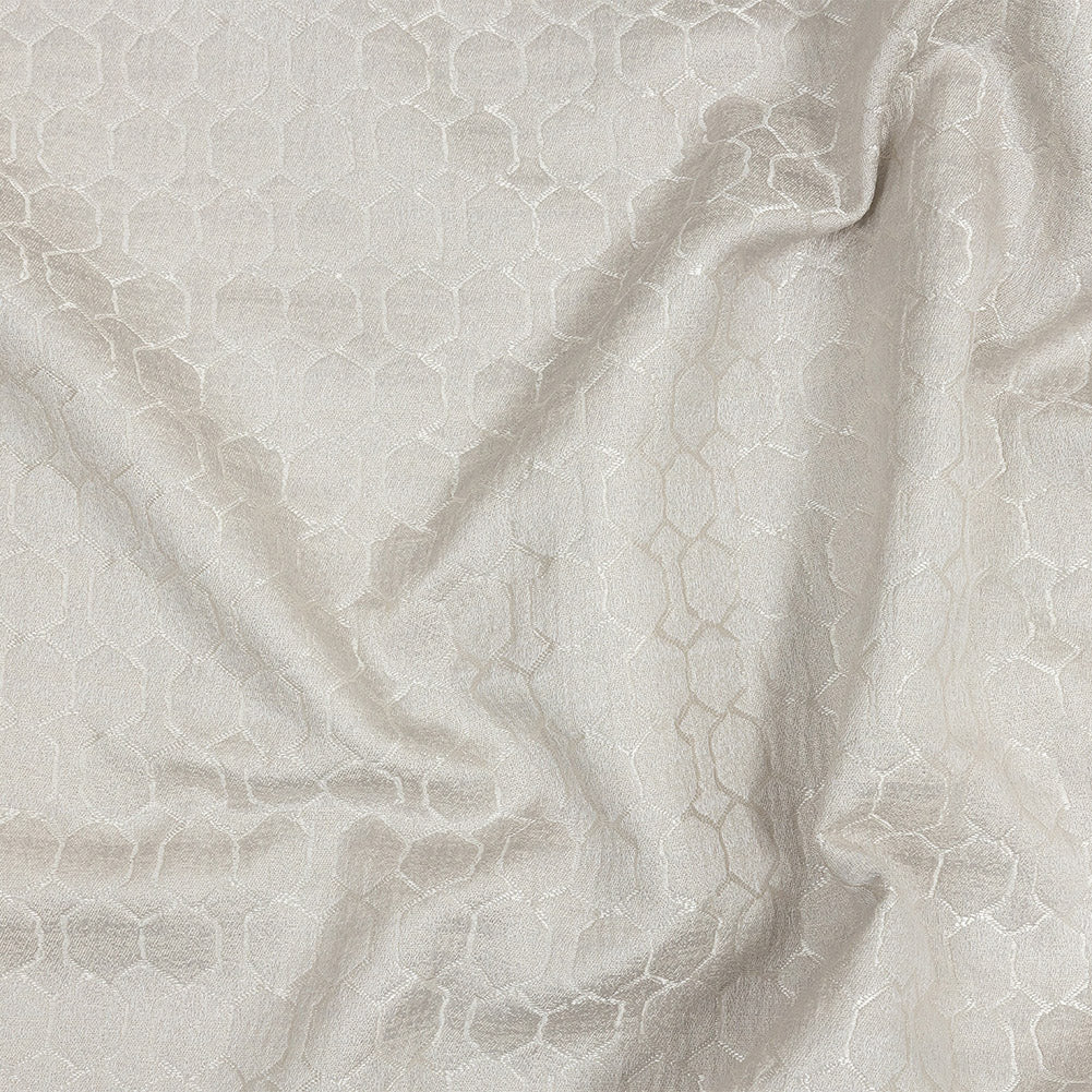 Polyester Jacquard - Oyster Honeycombs - British Imported